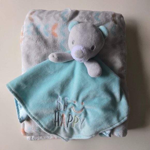 Baby Starters Other - Baby Starters Teddy Bear Lovey Be Happy Blue Grey Security Blanket